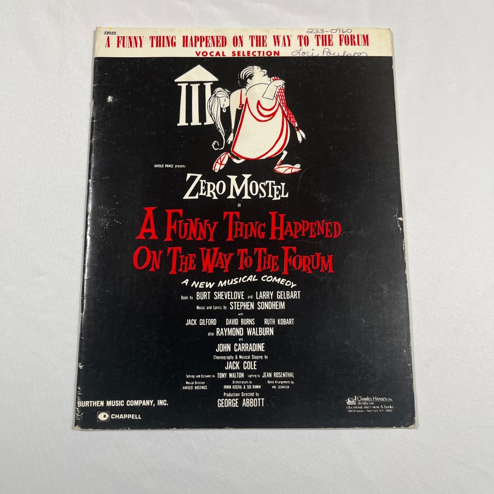 A Funny Thing Happened On Way To Forum Vocal Book Sondheim 1962 Chappell Sheet